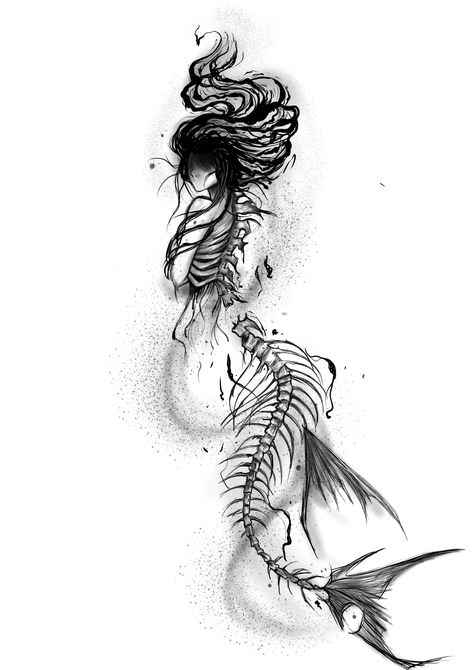 Dark Mystical Tattoos, Mermaid Neck Tattoo, Creepy Ocean Tattoo, Dark Creepy Tattoos, Fear Ruins Life Tattoo, Amphitrite Tattoo, Cool Tattoo Drawings Sketches, Sea Creature Tattoo Ideas, Dark Mermaid Tattoo