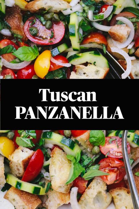 Bread And Tomato Salad, Italian Panzanella Salad, Panzanella Salad Traditional, Bread Salad Panzanella, Panzanella Toscana, Italian Fest, Tomato Bread Salad, Tomato And Bread Salad, Italian Bbq