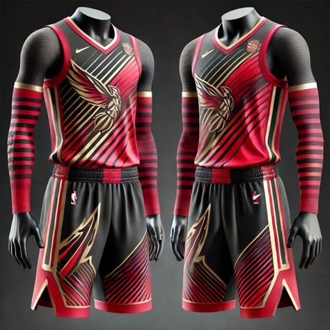 "🔥 Elevate your team's game with our extraordinary custom basketball uniform! 🏀 Featuring a bold crimson red base with striking black and gold geometric accents, this uniform is designed to turn heads and deliver top-tier performance. The sleek, modern fit and breathable fabric ensure maximum comfort, while the innovative patterns make your team stand out on the court. Ready to bring the heat? Contact us to get your team outfitted in the most eye-catching, high-performance gear around! DM for... Basketball Jersey Outfit, Custom Basketball Uniforms, Basketball Uniforms Design, Custom Basketball, Basketball Uniforms, Team Games, Jersey Outfit, Bring The Heat, Crimson Red