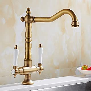 Amazon.co.uk: kitchen sink taps Vintage Bathroom Faucet, Antique Brass Kitchen Faucet, Antique Brass Kitchen, Brass Kitchen Tap, Brass Kitchen Faucet, Kitchen Sink Taps, Sink Mixer Taps, Popular Kitchens, Brass Kitchen