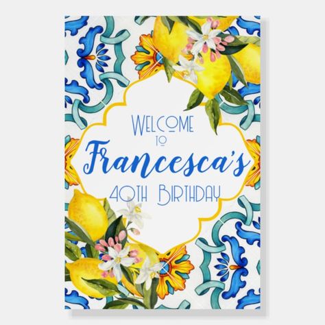 Create your own Foam Boards | Zazzle Italy Party Theme, Italian Dinner Party Decorations, Mediterranean Party, Italy Party, Majolica Tiles, Italian Themed Parties, Majolica Blue, Italian Party, Italian Theme