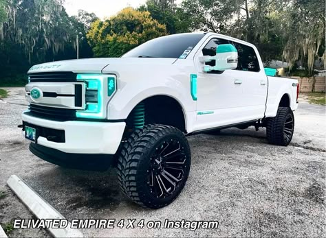 Jacked Up Truck, Diesel Trucks Ford, Country Trucks, Custom Lifted Trucks, Ford Trucks F150, Trucks Lifted Diesel, Custom Pickup Trucks, White Truck, Lifted Truck