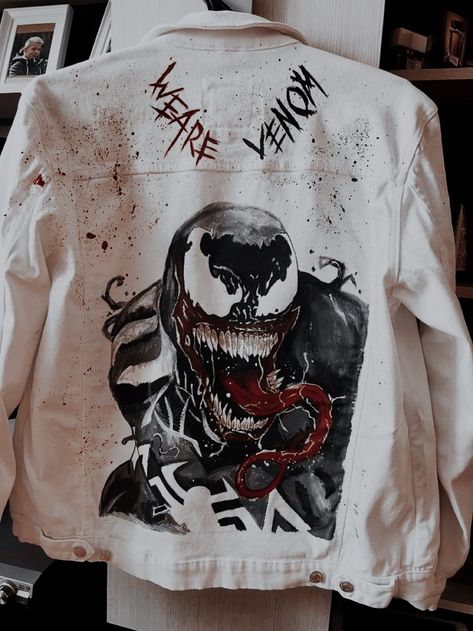 Spider Man Design, Jean Jacket Design, Spiderman Painting, Custom Jean Jacket, Venom Art, Image Spiderman, Painted Clothes Diy, Marvel Clothes, Upcycle Clothes Diy