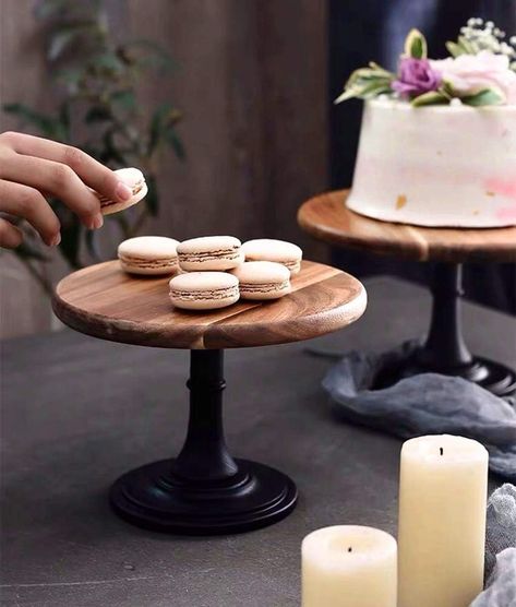 Wood Cake Dessert Stand with Metal Black Matt Base, 8 inches Round Cupcake Holder, Wedding Birthday Party Pedestal Display Plate (Wood, S) (Paid Link/Earned Commission) Wood Cake Stand Wedding, Rustic Cake Stand Wood, Rustic Cake Stand, Wood Wedding Cakes, Pedestal Display, Rustic Cake Stands, Rustic Serving Trays, Metal Cake Stand, Round Cake Stand