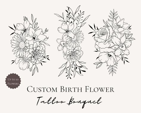 This Digital Drawings & Illustrations item by burnatiie has 311 favorites from Etsy shoppers. Ships from Spain. Listed on Jul 10, 2024 Floral Line Tattoo, Family Birth Flower Tattoo, Flower Design Tattoo, Family Birth Flower Bouquet Tattoo, Flower Tattoo Bouquet, Tattoo Bouquet, Birthday Flower Bouquet, November Flower, Grandma Tattoos