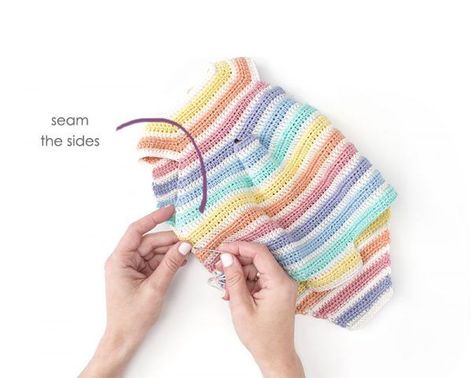 Crochet Rainbow Romper for Baby - [ FREE Pattern & Tutorial ] Rainbow Romper, Crochet Dress Girl, Crochet Diaper Cover, Crochet Hoodie, Crochet Rainbow, Crochet Romper, Baby Crochet Patterns Free, Romper Pattern, Baby Dress Patterns