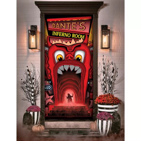 Dante's Inferno Room Door Cover - Beetlejuice - Spirithalloween.com Beetlejuice Fashion, Disney Baby Costumes, Scary Clown Costume, Angel And Devil Costume, Halloween Beetlejuice, Werewolf Girl, Werewolf Costume, Dante's Inferno, Outdoor Halloween Decorations