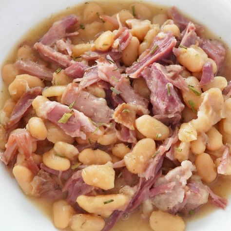 Instant Pot Ham & Beans - A Pressure Cooker Kitchen Ham Hocks And Beans Instant Pot, White Bean Sausage Soup, Ham Beans, Pressure Cooker Ham, Ham Hock Soup, Ham Hocks And Beans, Pressure Cooker Beans, Beans And Ham, Instant Pot Ham