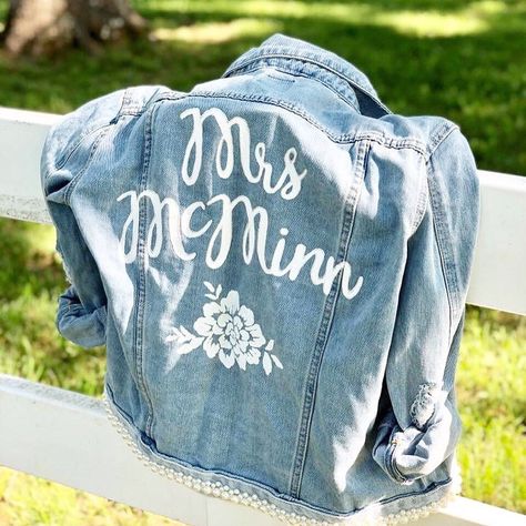 SydneyKFaulkner Wedding Jean Jacket, Custom Jean Jacket, Bride Jacket, Popped Collar, Personalized Jacket, Custom Denim Jacket, Denim Jacket Patches, Wedding Jacket, Custom Jeans