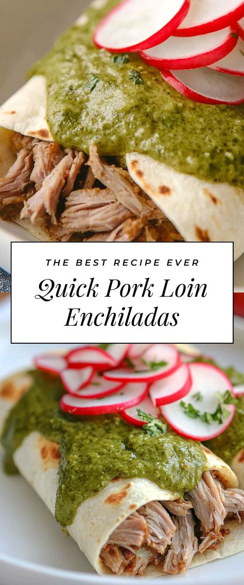 Image for Quick Pork Loin Enchiladas Pork Loin Enchiladas, Food Routine, Pork Enchiladas, Taco Night, Best Food Ever, Romaine Lettuce, Pork Loin, Pork Tenderloin, Green Salad