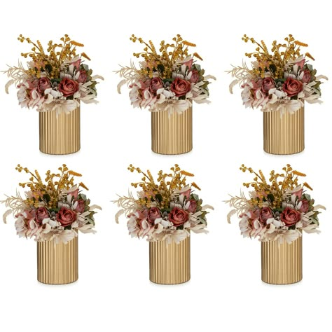 PRICES MAY VARY. Wedding Centerpieces Decoration: Nuptio flower pot set is the perfect centerpiece for both intimate and grand wedding or party tables. A contemporary twist on classic décor, mingling with your other elements to create a cohesive and stylish arrangement. They're not just small metal flowers vase; They're the stars of your event decor. Add a touch of modern elegance to your special day with Nuptio gold flower vase set. Minimalist Chic: With its clean lines, simple design, and eleg Wedding Table Centerpieces Elegant Simple, Rustic Romantic Wedding Decor, Gold Floral Arrangements, Fake Flowers Arrangements, Wedding Table Centerpieces Elegant, Gold Flower Vase, Vases For Centerpieces, Centerpieces For Tables, Flowers Stand