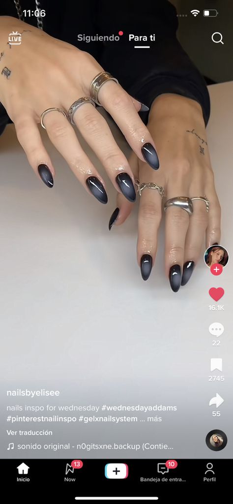 Addams Family Nail Design, Wednesday Themed Nails, Halloween Nails Wednesday Addams, Addams Family Nails, Wednesday Addams Nails, Wednesday Nails, Future Room, Addams Family, Wednesday Addams