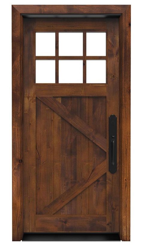 Shoemaker Front Door with 6 Lites | Rustica Log Cabin Front Door, Cabin Front Door, Craftsman Exterior Door, Dutch Doors Exterior, Craftsman Front Doors, Rustic Entry, Front Entry Door, Rustic Front Door, Add Character To Your Home