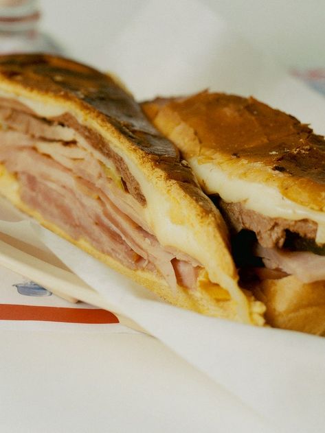 Medianoche (Midnight Sandwich) Recipe | Epicurious Cuban Sandwich Recipe, Homemade Ham, Slider Sandwiches, Cuban Dishes, Cuban Cuisine, Cuban Sandwich, Cheesy Casserole, Pork Ham, One Dish Dinners