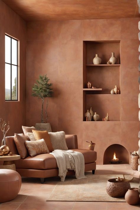 1. #CavernClay2024 
2. #WarmthandStyle 
3. #NewYear 
4. #InteriorDesign Clay Paint Living Room, Clay Paint Interior, Textured Wall For Living Room, Clay Color Painted Walls, Terracotta Painted Fireplace, Terracotta Plaster Wall, Sherwin Williams Clay Paint Colors, Limewash Terracotta Wall, Clay Wall Bedroom