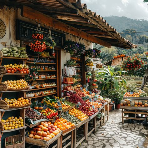 Explore the colorful bounty of a South American outdoor fruit and vegetable market, a kaleidoscope of fresh produce that paints a picture of the region's abundant life. #MarketColors #FreshHarvest #SouthAmericanBounty #LocalProduce #VibrantMarkets #GenerativeArt #DigitalArtists #AIArtwork #AI #AIhyperrealistic Indian Fruit Market, Latin America Aesthetic Food, Fresh Market Aesthetic, South American Culture, Local Market Aesthetic, Latin American Aesthetic, Food Market Aesthetic, Latin America Aesthetic, Markets Aesthetic