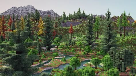 This is the result of spending the last 12 months revamping terrain generation to look more like a generated landscape than a bunch of individual biomes. : Minecraft Landscape Minecraft, Minecraft Landscaping, Minecraft Nature, Minecraft Terraforming, Minecraft Terrain, Minecraft Landscape, Bangunan Minecraft, Minecraft Farm, Mc Builds