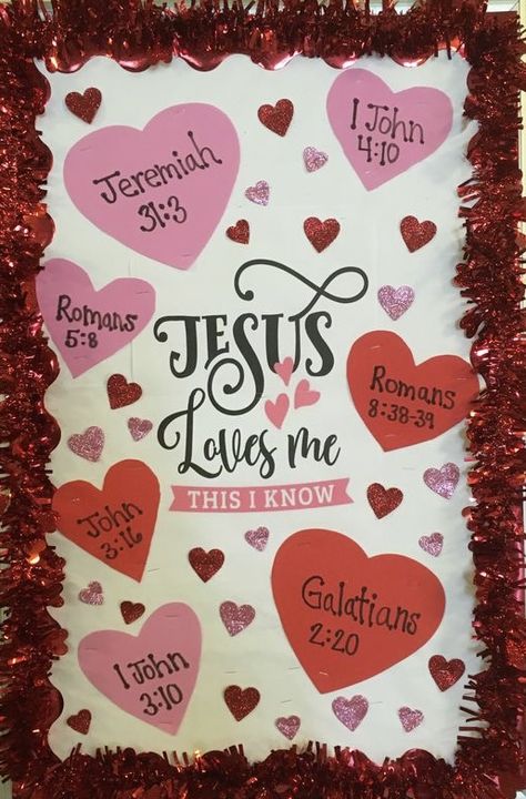 Christian School Bulletin Boards, Sunday School Valentines, Church Valentines, February Bulletin Boards, Valentine Bulletin Boards, Christian Bulletin Boards, Valentines Day Bulletin Board, Sunday School Rooms, Sunday School Classroom