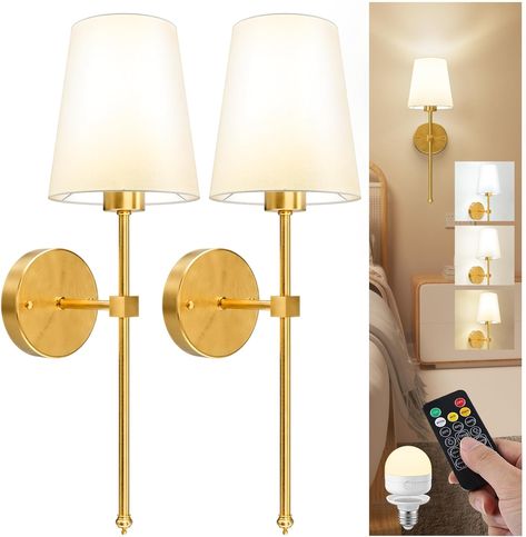 LGMCF Battery Operated Wall Sconce Set of 2, Rechargeable Wall Lights with 2000mAh Dimmable Detachable Charging Bulbs and Remote, 3 Color Temperature Wireless Sconces for Bedroom Living Room Hallway [Energy Class F] Bathroom Vanity Sconces, Corridor Kitchen, Industrial Wall Lamp, Bedroom Fireplace, Wall Lamps Bedroom, Modern Wall Sconces, Ceiling Fan In Kitchen, Wall Fixtures, Wall Fans