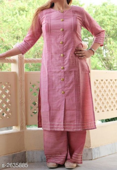 Kurti Set Plane Cotton Kurti Designs Latest, Pintuck Kurti Designs, Muslin Cotton Suits Designs, Plain Cotton Kurti Designs Latest, Plain Kurti Designs Latest, Plain Kurta Designs For Women, Pintucks Kurti Designs, Cotton Kurta Stitching Ideas, Cotton Kurti Designs For Stitching