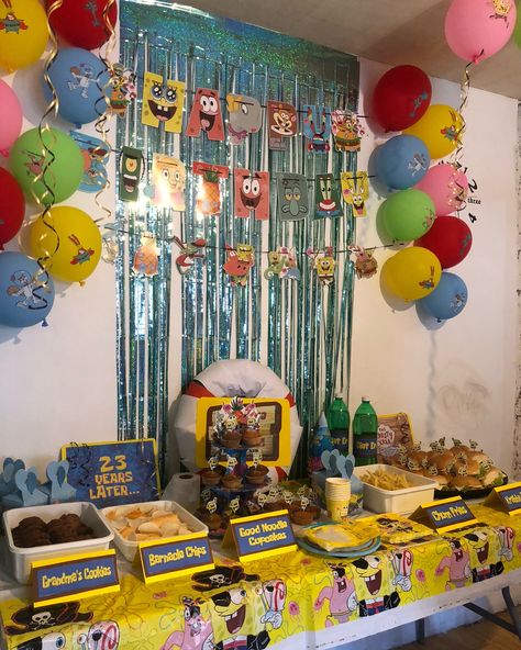 My 23rd SpongeBob Birthday Party Food and Decor✨ #spongebob #spongebob25 #birthday #party #decoration #food Spongebob Party Favors Diy, Spongebob 1st Birthday Party Ideas, Spongebob Birthday Decorations, Spongebob Themed Food, Spongebob Themed Birthday Party Ideas, Spongebob 25th Birthday Party, Adult Spongebob Party, Spongebob Party Ideas, Spongebob Theme Party