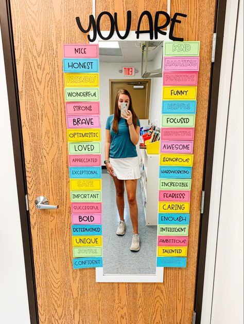 Affirmation Mirror, Classroom Goals, Counselor Office, Counseling Office, Elementary School Classroom, Elementary Classroom Decor, School Social Work, English Classroom, New Classroom