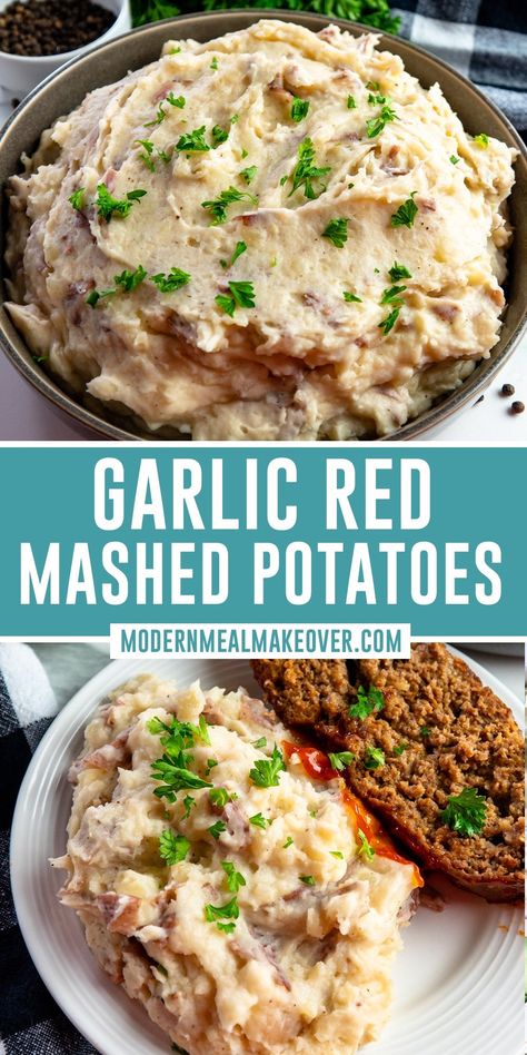 Steakhouse Mashed Potatoes, Garlic Mashed Red Potatoes, Red Mashed Potatoes, Garlic Red Mashed Potatoes, Gourmet Mac And Cheese, Creamy Garlic Mashed Potatoes, Mashed Red Potatoes, Red Potato Recipes, Creamy Potatoes