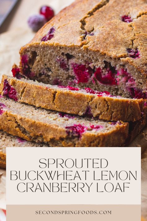 Sprouted Buckwheat Lemon Cranberry Loaf is as delicious as it is festive! Both lemon zest and juice give the loaf a delicious lemony zip, complemented by the tart cranberries. Sprouted buckwheat flour is whole grain, naturally gluten-free and a complete protein, so it’s a wonderful alternative to all purpose flour in quick breads. It’s also soft, moist and not too sweet, perfect for breakfast, holiday brunch, snacks or with a steaming mug of cider. Lemon Cranberry Loaf, Gluten Free Cranberry Bread, Steamed Bread Recipe, Lemon Cranberry Muffins, Brunch Snacks, Sprouted Buckwheat, Cranberry Loaf, Lemon Cranberry, Buckwheat Bread