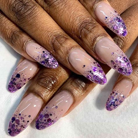 Purple And Silver Nails Designs, Silver Nails Designs, Purple French Manicure, French Manicure Ideas, Purple And Silver Nails, Colored French Tips, Purple French, Silver Nail Designs, Mani Ideas