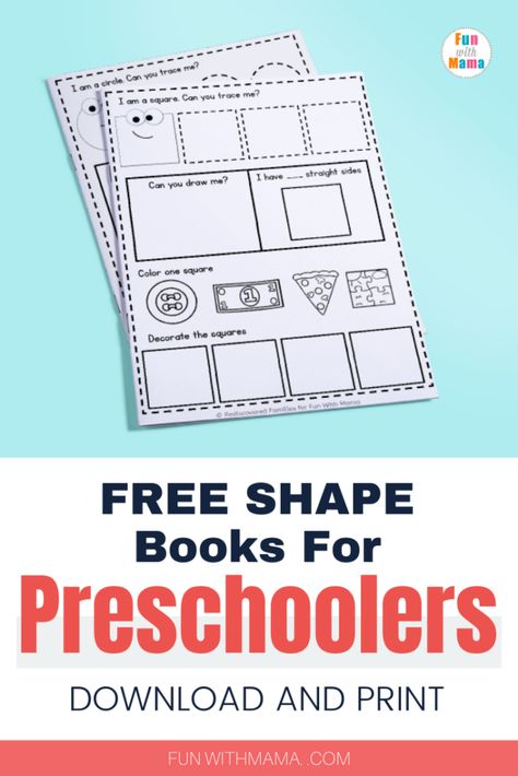 Shapes For Preschoolers, Shape Worksheets For Preschool, Shape Activities Preschool, Shapes Kindergarten, Teaching Shapes, Prek Math, Shapes Preschool, Shape Books, 2d Shapes