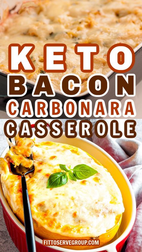 If you've been missing your pasta carbonara since going keto, you're going to love this keto bacon carbonara casserole. Featuring a creamy carbonara sauce, bacon, mushrooms, parmesan cheese, and spaghetti squash, this keto casserole is sure to be a hit! keto bacon carbonara casserole| low carb carbonara casserole #ketocasseroles Carbonara Casserole, Low Carb Carbonara, Creamy Carbonara Sauce, Casserole Low Carb, Keri Soup, Creamy Carbonara, Bacon Carbonara, Chicken Carbonara Recipe, Keto Carnivore