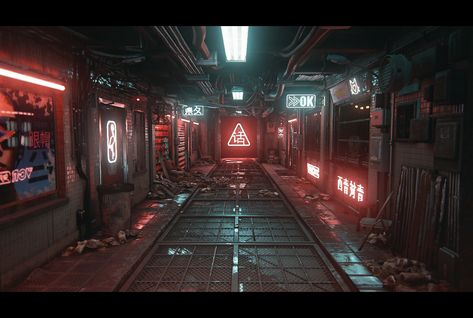 Sci Fi corridor, by Jeremy Huxley - https://bit.ly/2IBHxb9 Textures Created with #SubstanceDesigner #vfx #gameart #Maya #ZBrush #MadeWithSubstance Cyberpunk Underground, Cyberpunk Interior Design, Brutalism Interior, Scifi Corridor, Cyberpunk Interior, Scifi Design, Sci Fi Base, Clean India, Concept Environment