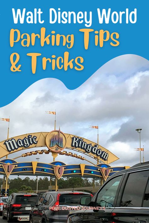 Everything you need to know about Disney World Parking at the parks and Resort, fees, car charging plus tips and secrets about parking. #disneyworldtips #wdw #parkingatdisney Disney Parking Spot, Parking Tips, Disney World Hacks, Disney World On A Budget, Wear To Disney World, What To Wear To Disney, Disney Transportation, Disney Resort Hotels, Disney World Rides