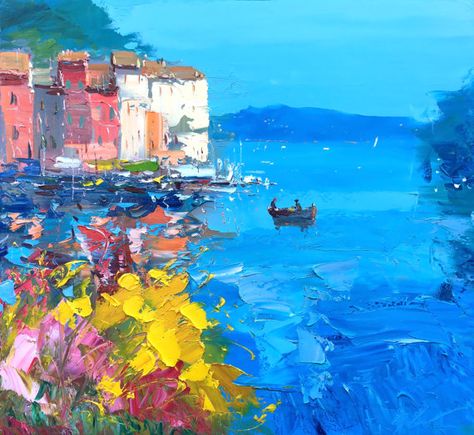 Portofino Painting, I Found My Love In Portofino, Positano Italy Painting, Portofino Italy Painting, Positano Art Print, Italian Coast Painting, Art Wall Decor Living Room, Watercolour Ideas, Colorful Houses