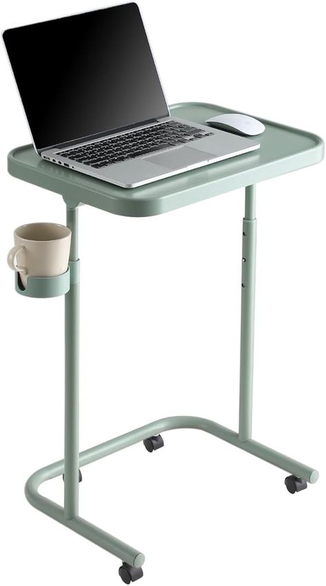 Amazon.com: Keepo Metal TV Tray Table with Wheels/Casters, Side End Table, Adjustable Meal Tray, Folding Laptop Table with 3 Heights, 0 to 90 Degrees Tilt Angles, Portable Over Bed & Sofa Stand Desk (Gray Green) : Home & Kitchen Tv Tray On Wheels, Tv Tray For Recliner, Best Buy Bed Tray Table, Laptop Tray For Bed, Sofa Stand, Metal Tv Trays, Folding Laptop Table, Folding Tv Trays, Table With Wheels