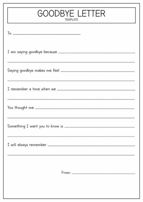 Family Therapy Worksheets, Coping Skills Worksheets, Counseling Worksheets, Goodbye Letter, Mental Health Activities, Clinical Social Work, Healing Journaling, Counseling Activities, Writing Therapy