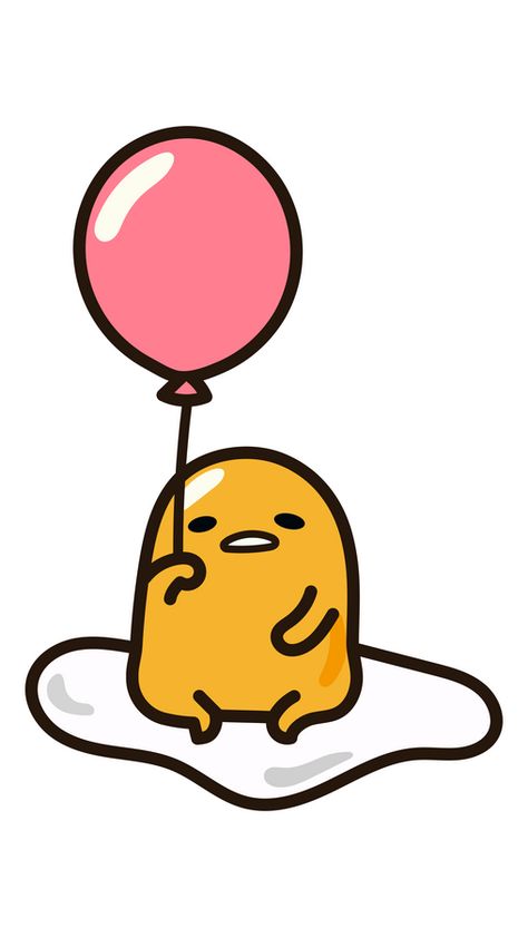 Probably lazy egg has a birthday today because Gudetama is holding a pink balloon. Sanrio's character is so lazy, that he won't even celebrate this important day, all that he wants is to lay on an... Gudetama Happy Birthday, Egg Sanrio Character, Hello Kitty Egg Character, Sanrio Characters Gudetama, Gudetama Birthday Invitation, Gutatama Egg Drawing, Egg Drawing Cute, Gudetama Drawing, Gudetama Pfp