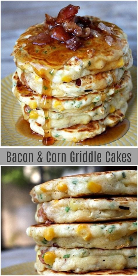 Birthday Brunch Recipes, Corn Griddle Cakes, Bacon And Corn, Flap Jacks, Bacon Corn, Breakfast Sides Dishes, Griddle Cakes, Breakfast Sides, Recipe Notebook