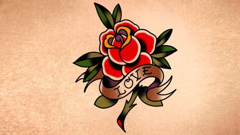 Draw Traditional Tattoo, Traditional Tattoo Rose, November Tattoo, American Traditional Rose, Rose Banner, Traditional Rose Tattoo, Rose Drawings, Banner Tattoo, Rose Tattoo With Name