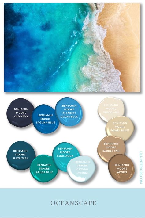 Ocean Color Palette, Beach Color Palettes, Coastal Paint Colors, Beach House Colors, Coastal Color Palette, The Human Mind, House Color Palettes, Paint Color Schemes, Sea Colour