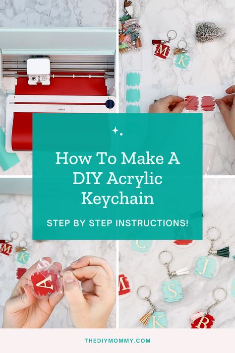 Learn how to make a DIY personalized acrylic keychain with layers using a Cricut machine. Step by step tutorial for a great gift! Sealing Acrylic Keychains, Circuit Keychain Ideas, How To Make Acrylic Keychains, Diy Acrylic Keychain, Cricut Keychain Ideas, Cricut Keychains, Keychain Ideas, Cricut Expression, Acrylic Keychains