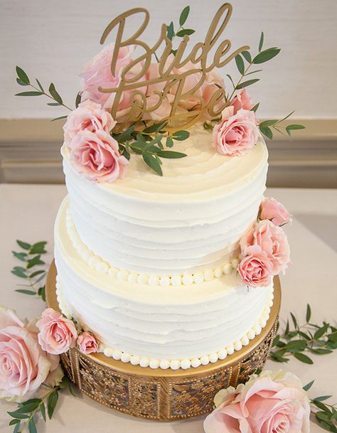 Greenery and roses. #BridalShower #Cake #BridalShowerCake #Pastry Pink Rose Bridal Shower Decor, Flower Bridal Shower Cake, Petals And Prosecco Bridal Shower Cake, Bridal Shower Cake Flowers, Garden Tea Party Cake Ideas, Pink Bridal Shower Cake Ideas, Two Tier Bridal Shower Cake, Cakes For Wedding Showers, Bridal Brunch Cake