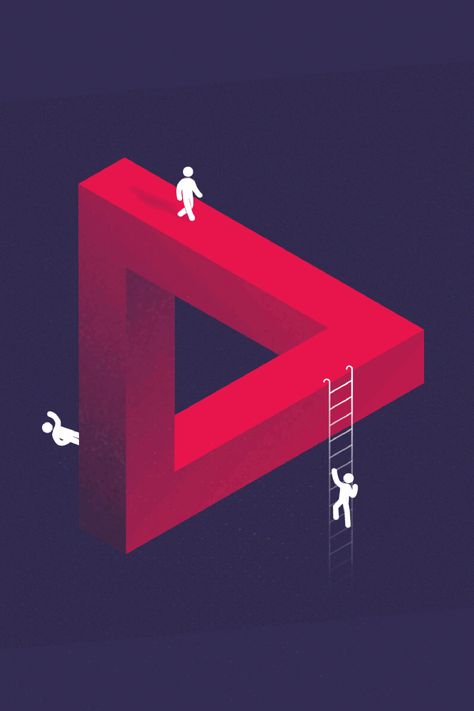 penrose triangle, digital art, character, gaming Perspective Graphic Design, Triangle Design Graphics, Triangle Poster, Illusion Poster, Triangle Graphic Design, Triangle Illustration, Impossible Figures, Penrose Triangle, Digital Art Graphic Design