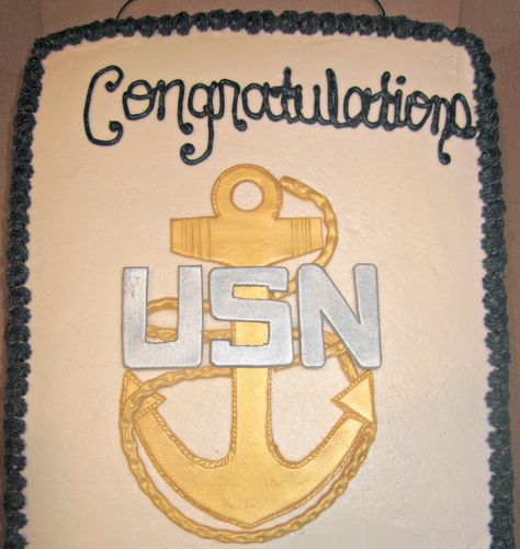 US Navy Chief Cake Navy Chief Cake, Navy Retirement, Bakery Goods, Sheet Cake Designs, Navy Chief, Navy Life, Navy Boots, Best Sweets, Navy Military