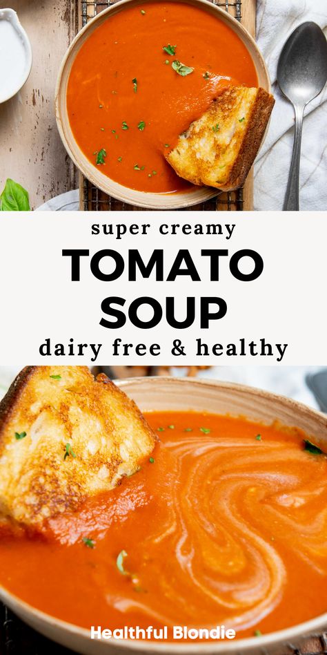 Dairy Free Tomato Soup, Creamy Tomato Soup Recipe, Vegan Tomato Soup, Tomato Soup Easy, Dairy Free Soup, Coconut Milk Soup, Tomato Soup Homemade, Tomato Soup Recipe, Fresh Cherry