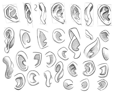 Drawing Ears, Ear Drawing, Ako Kresliť, Faces Drawing, Eye Drawings, How To Draw Ears, رسم كاريكاتير, Cartoon Ears, Draw Faces