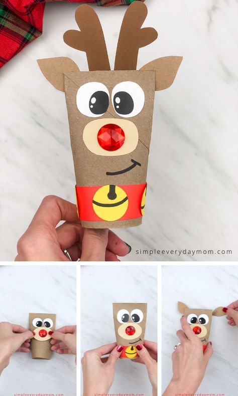 Trying to find a creative and fun cardboard tube craft for Christmas? This toilet paper roll reindeer is an awesome project to make for preschool, kinder and elementary children. Download the free template today!  #simpleeverydaymom #cardboardtubecrafts #toiletpaperrollcrafts #kidscrafts #christmascrafts #xmascrafts #recycledcrafts #reindeercrafts Reindeer Toilet Paper Craft, Toilet Paper Roll Reindeer Craft, Paper Roll Reindeer, Kindergarten Binder, Vpk Activities, Christmas Decorations Diy For Kids, Rudolph Crafts, Cardboard Tube Crafts, Diy Snowman Decorations