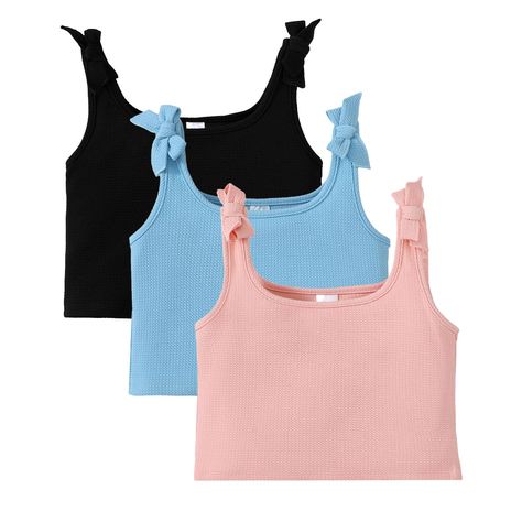 Cute Crop Tops For Kids, Crop Tops For Kids, Plain Tank Tops, Textured Crop, School Campus, Short Tank Top, Black Crop Top Tank, Weekend Party, Friend Bracelets