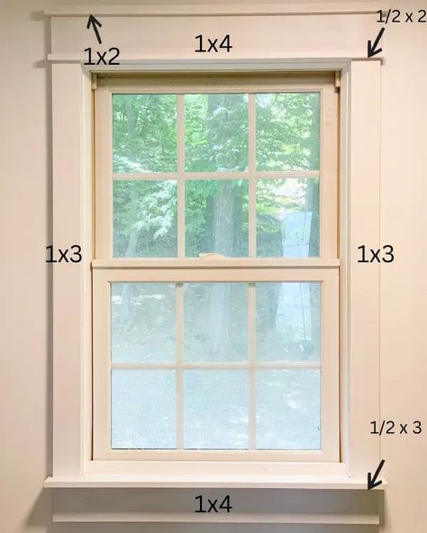 Wood Stain Window Trim, Modern Farmhouse Window Trim, Inside Window Trim, Window Trim Ideas Interior Modern, Diy Farmhouse Trim, Window Trim Ideas Interior, Craftsman Trim Interior, Craftsman Style Window Trim, Modern Window Trim