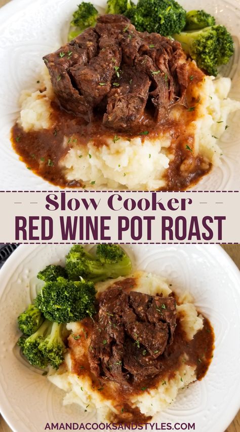 Pot Roast With Red Wine Gravy, Red Wine Pot Roast Crock Pot Recipes, Roast And Mashed Potatoes In Crockpot, Cabernet Pot Roast, Pot Roast Crock Pot Recipes Tomato Sauce, Beef Merlot Recipe Crock Pot, Red Wine Stew Crockpot, Crock Pot Shoulder Roast Beef, Roast Beef With Red Wine Gravy